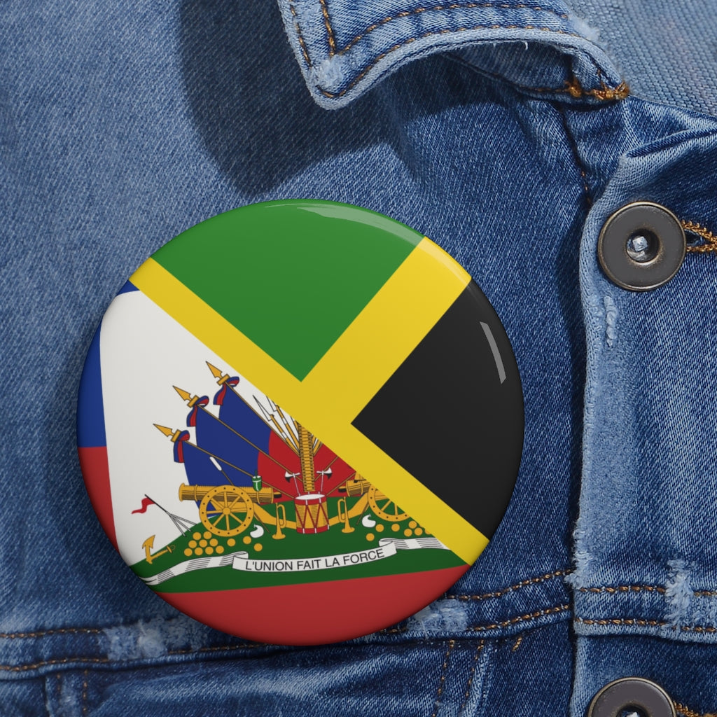 Haitian Jamaican Flag Pin Button | Haiti Jamaica Caribbean