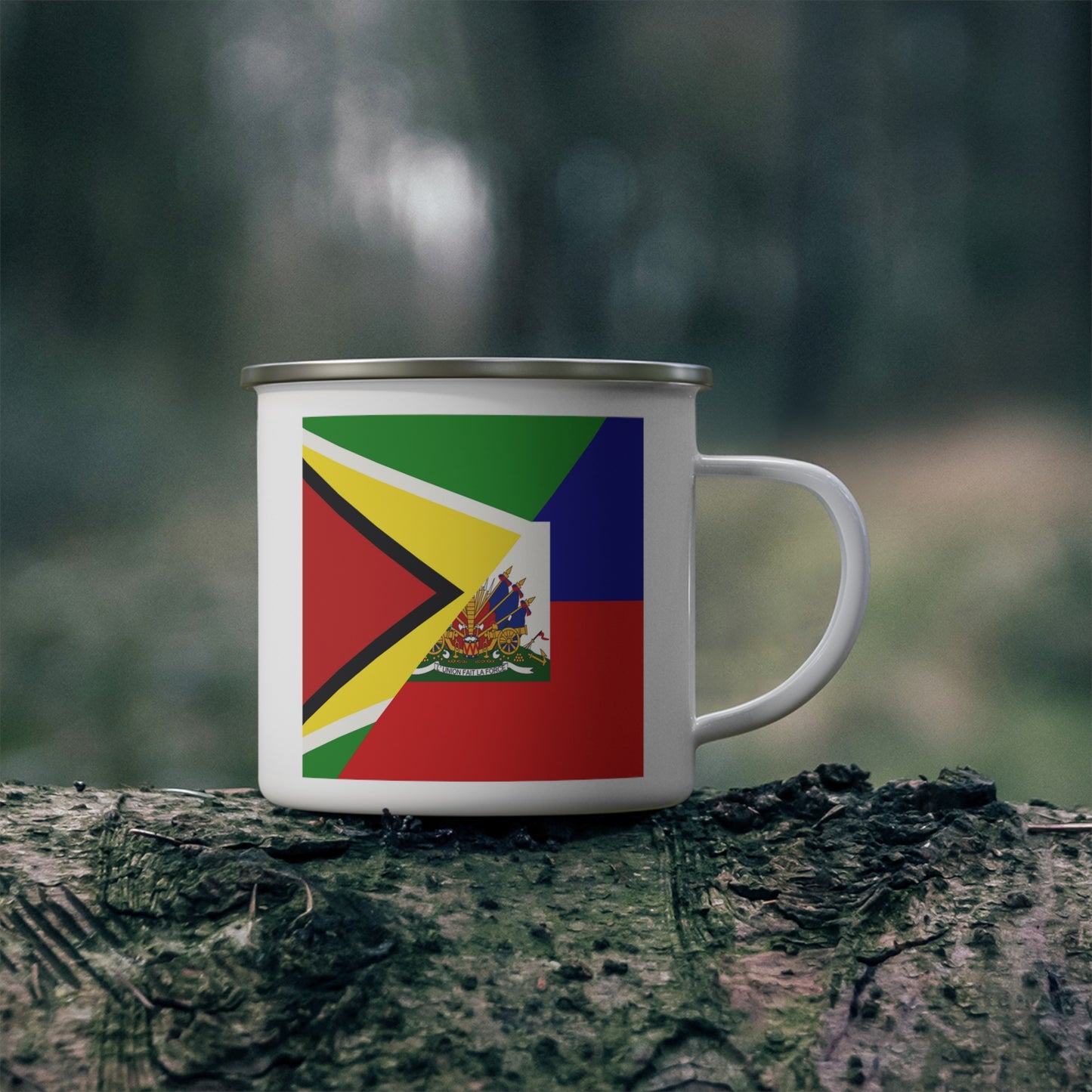 Guyanese Haitian Flag | Half Guyana Haiti Flag 12oz Enamel Mug