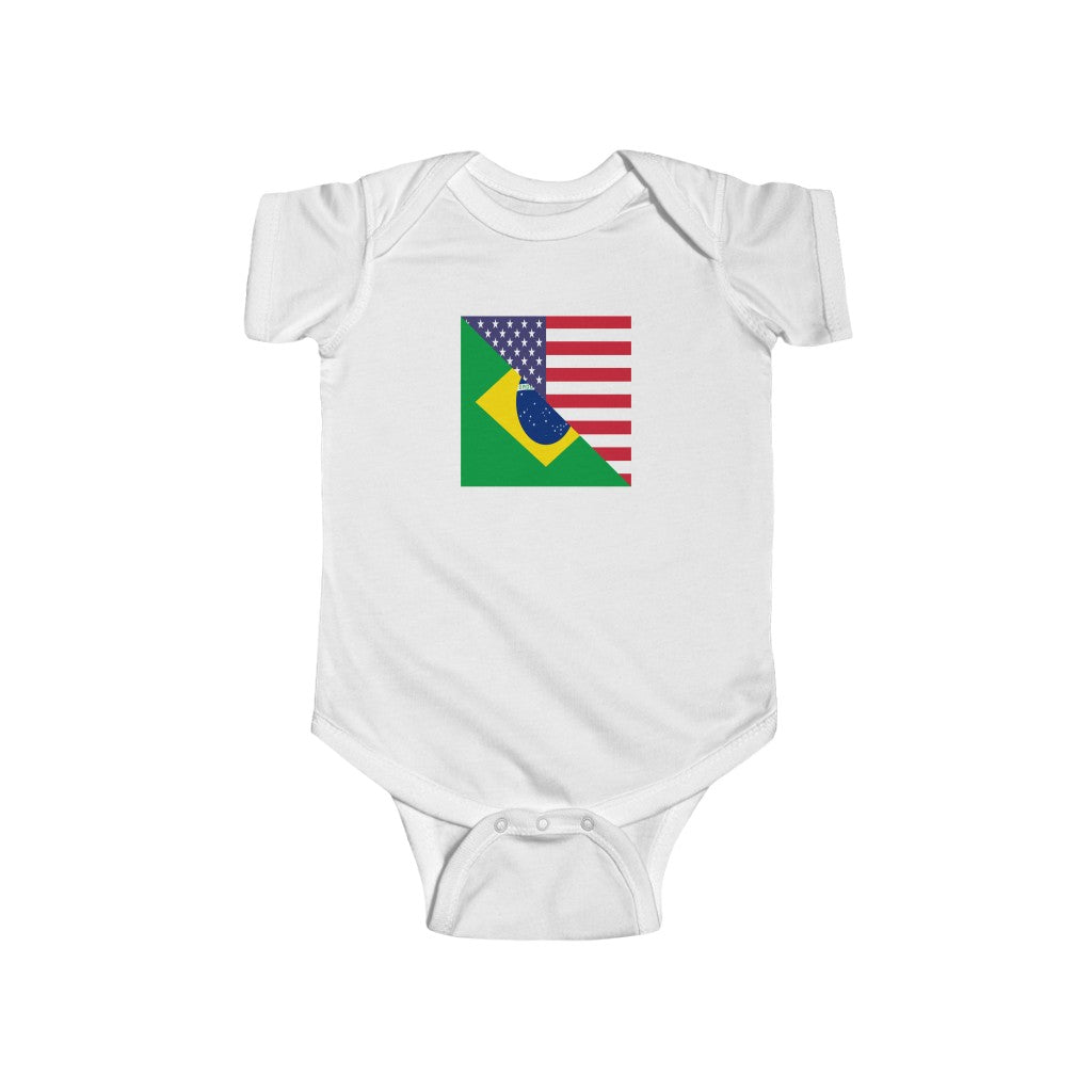 Brazilian American Flag Baby Bodysuit | Brazil USA Newborn Boy Girl