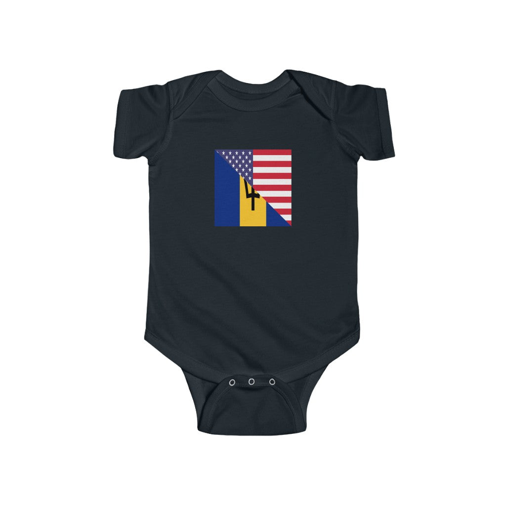 Bajan American Flag Baby Bodysuit | Barbados USA Newborn