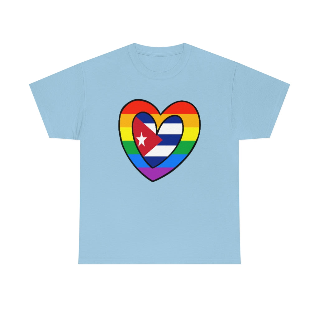 Cuban Rainbow Flag Heart T-Shirt | Unisex Cuba Cubano Pride Month Tee