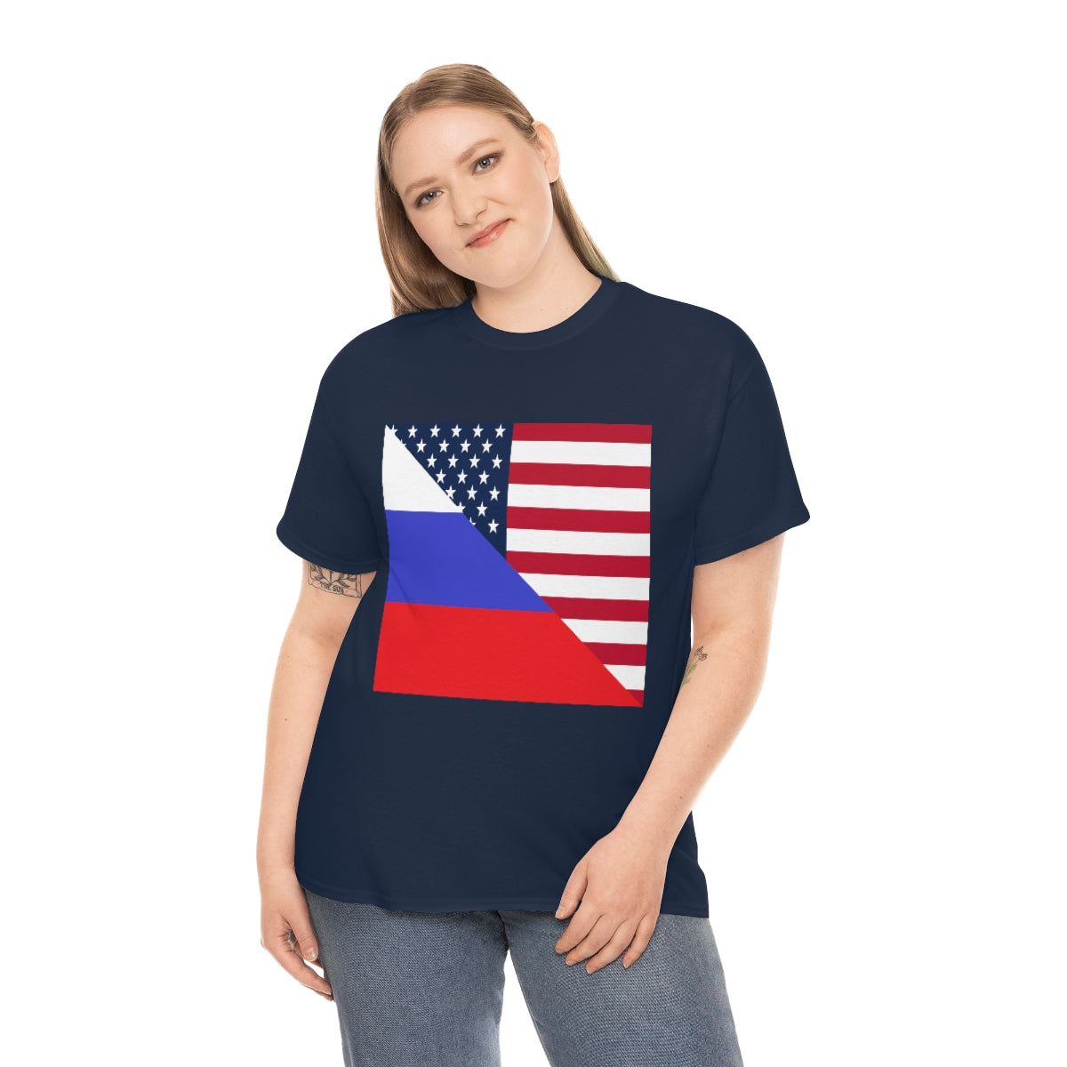 Russian American Flag Half Russia USA T-Shirt | Unisex Tee Shirt