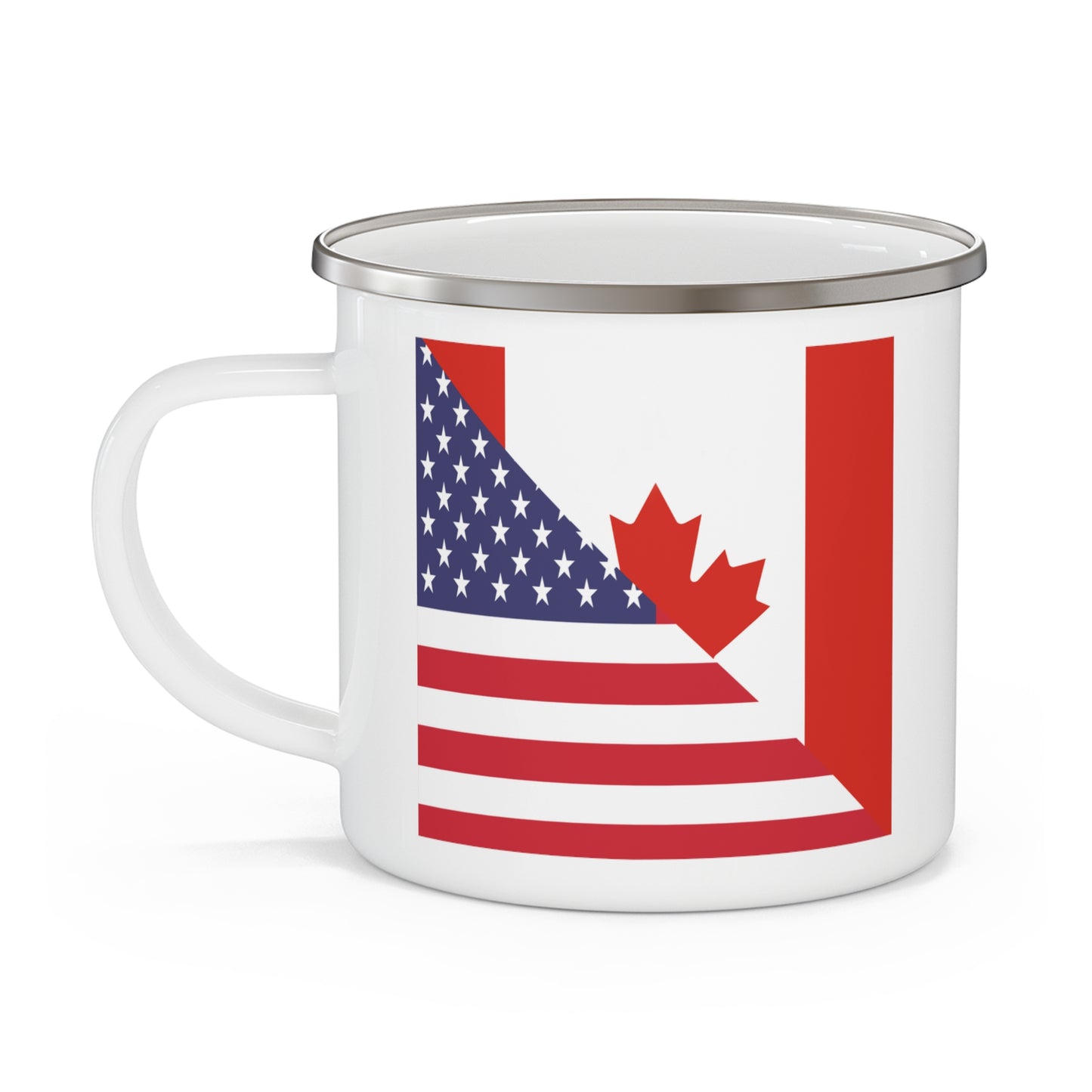 Canadian American Flag Canada USA 12oz Enamel Mug