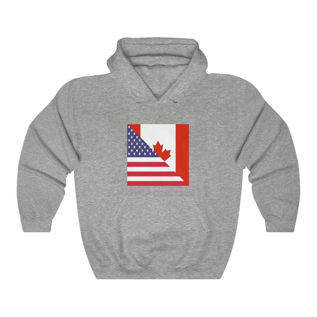 Canadian American Flag Hoodie | Unisex Half Canada Pullover