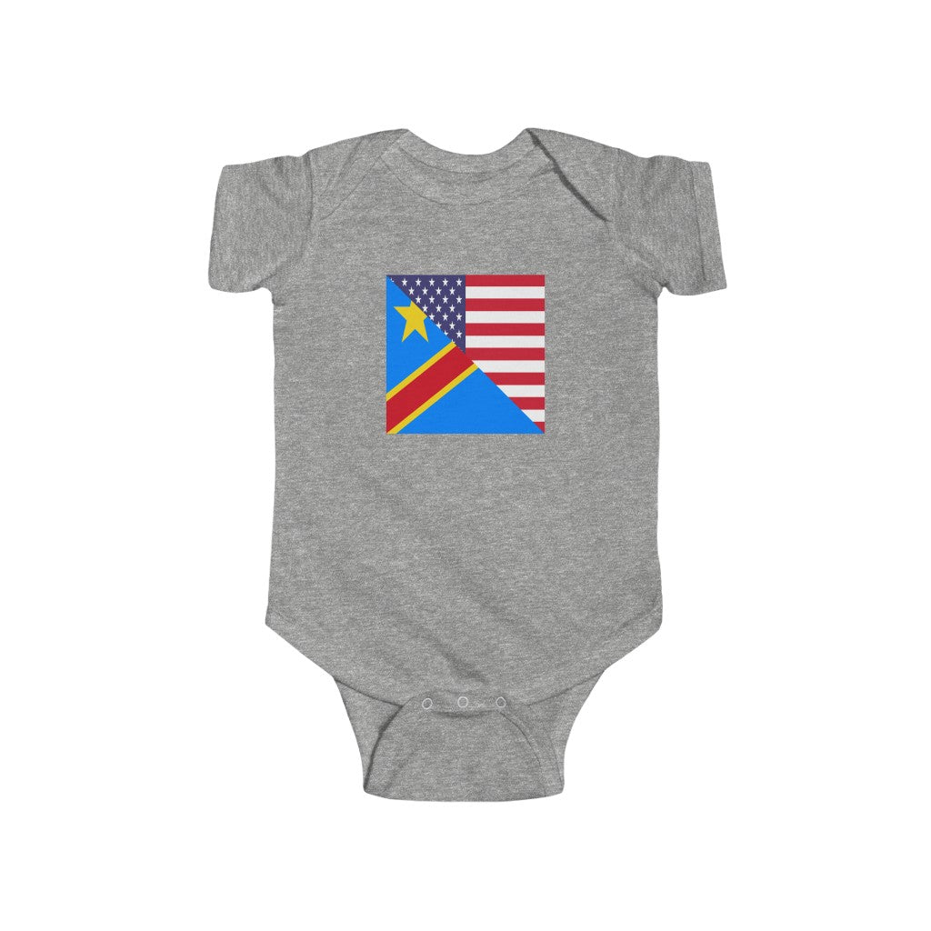 DR Congo American Flag Baby Bodysuit | Unisex Congolese USA Newborn Boy Girl