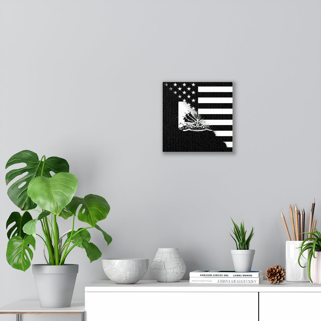 Haitian American Flag Black And White Canvas Gallery Wraps | Haiti USA