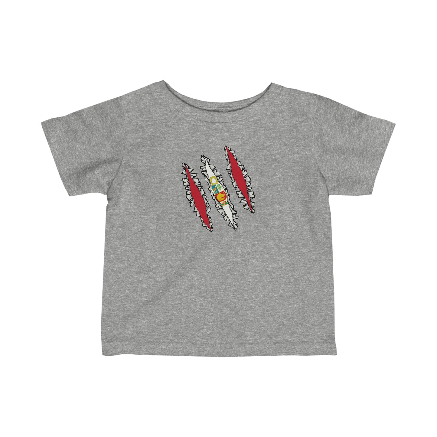 Infant Slashed Peru Flag | Peruvian Toddler Tee Shirt