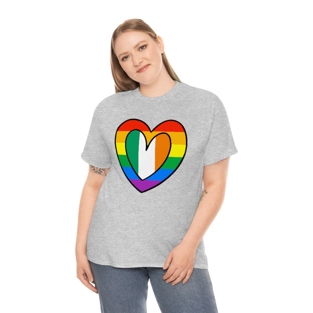 Irish Rainbow Flag Heart T-Shirt | Unisex Ireland Pride Month Tee