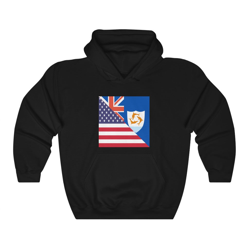 Anguilla American Flag Hoodie  | Unisex Half Anguillan USA Pullover