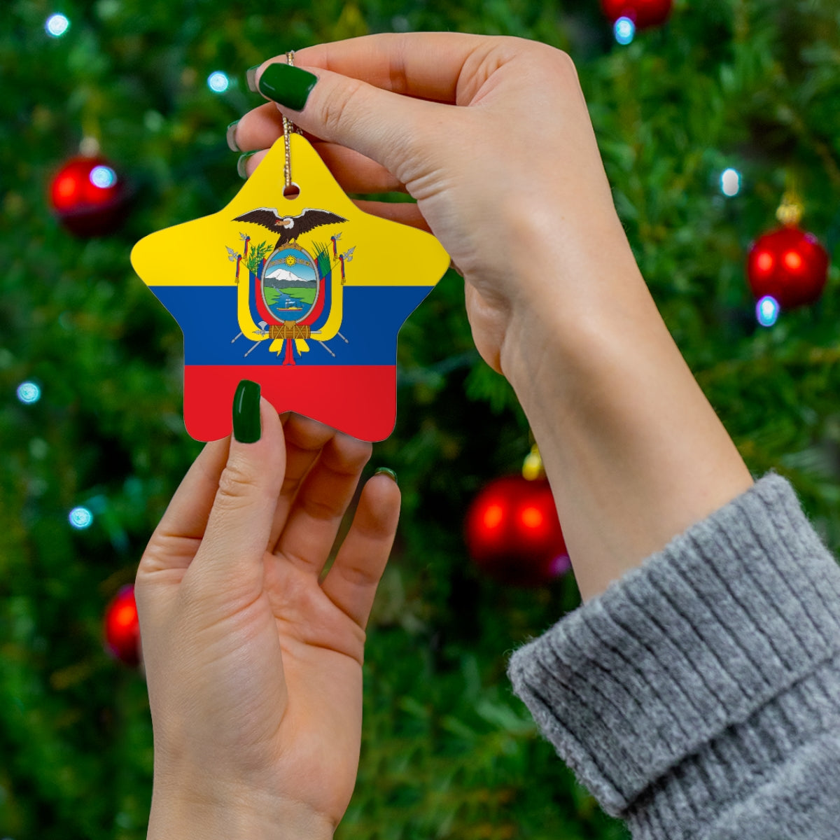 Ecuador Flag Ceramic Ornaments | Ecuadorian Christmas Tree