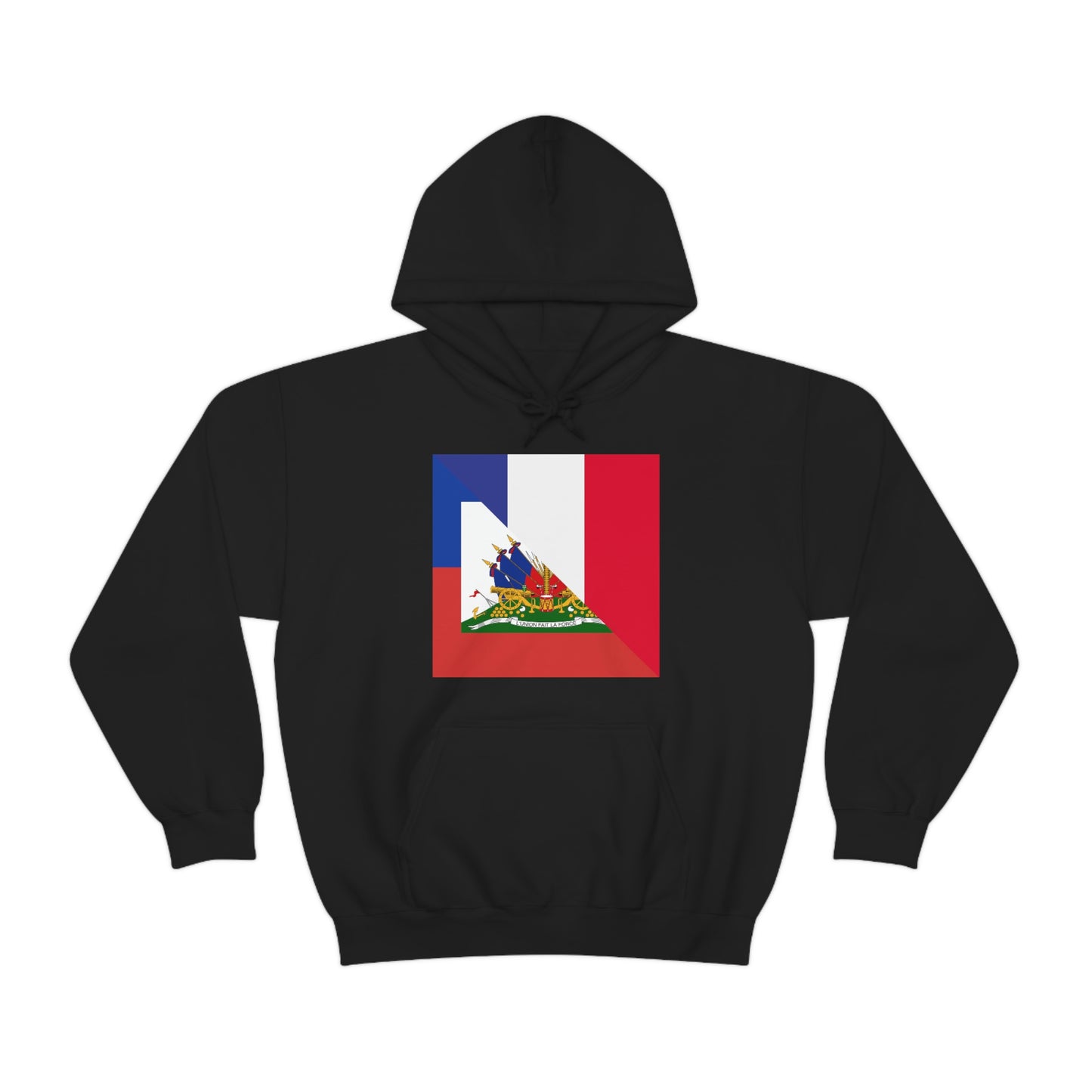 Haitian French Flag Half Haiti France Hoodie | Unisex Pullover Hooded Sweatshirt