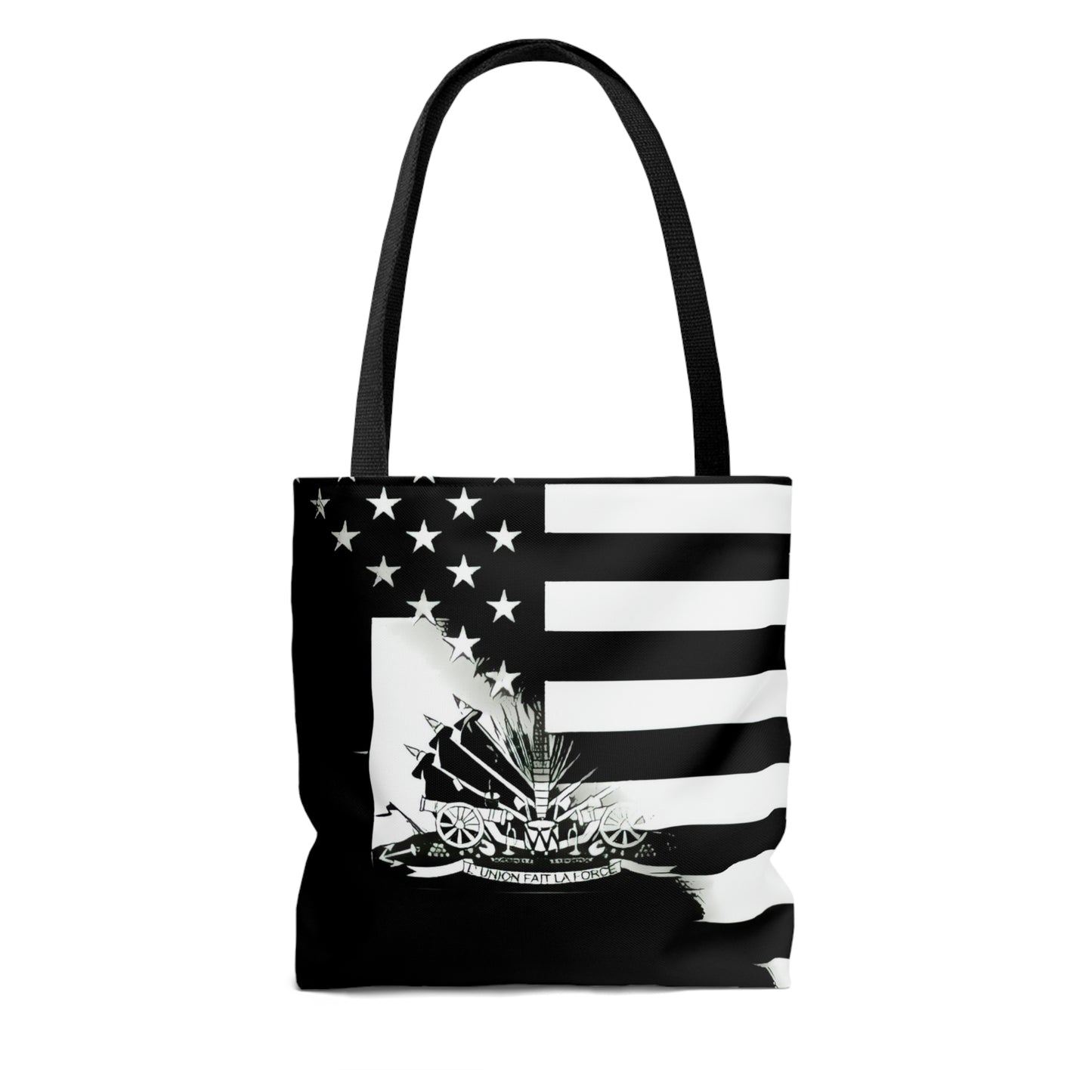 Black And White Haitian American Flag | Haiti USA Tote Bag | Shoulder Bag