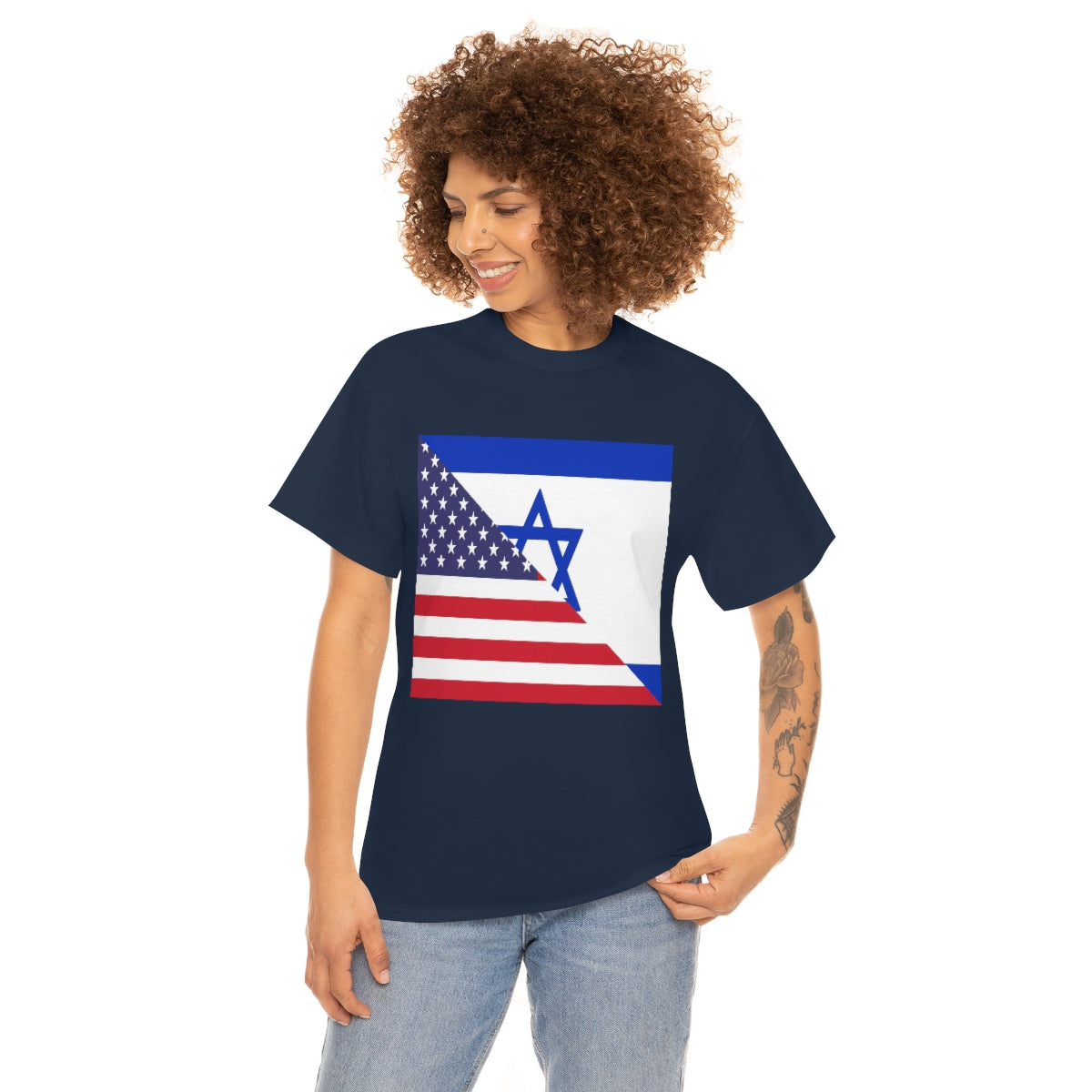 Israel American Flag Half Israeli USA T-Shirt | Unisex Tee Shirt