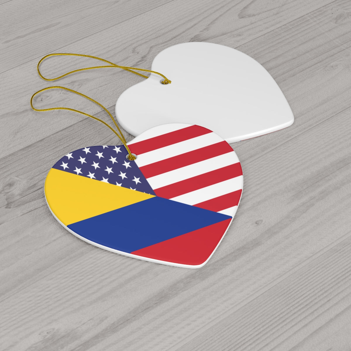 Colombian American Flag Ceramic Ornaments | Colombia USA Holiday Christmas Tree