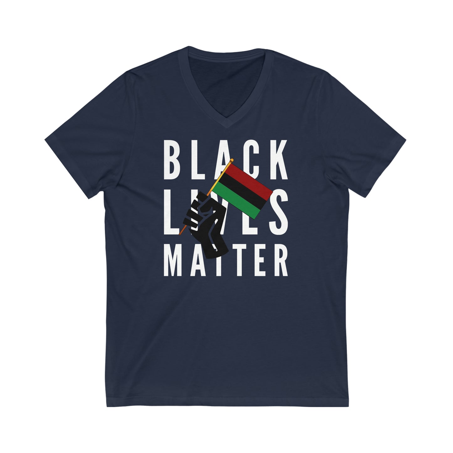 Black Lives Matter Pan African Flag | BLM USA V-Neck T-Shirt | Unisex Vee Shirt