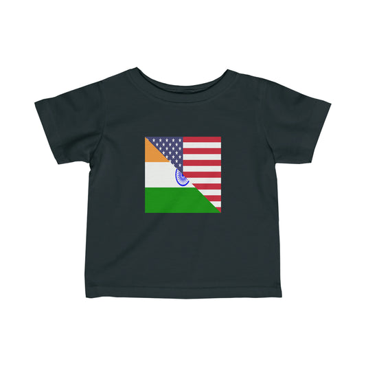 Infant Indian American Flag Half India USA Toddler Tee Shirt