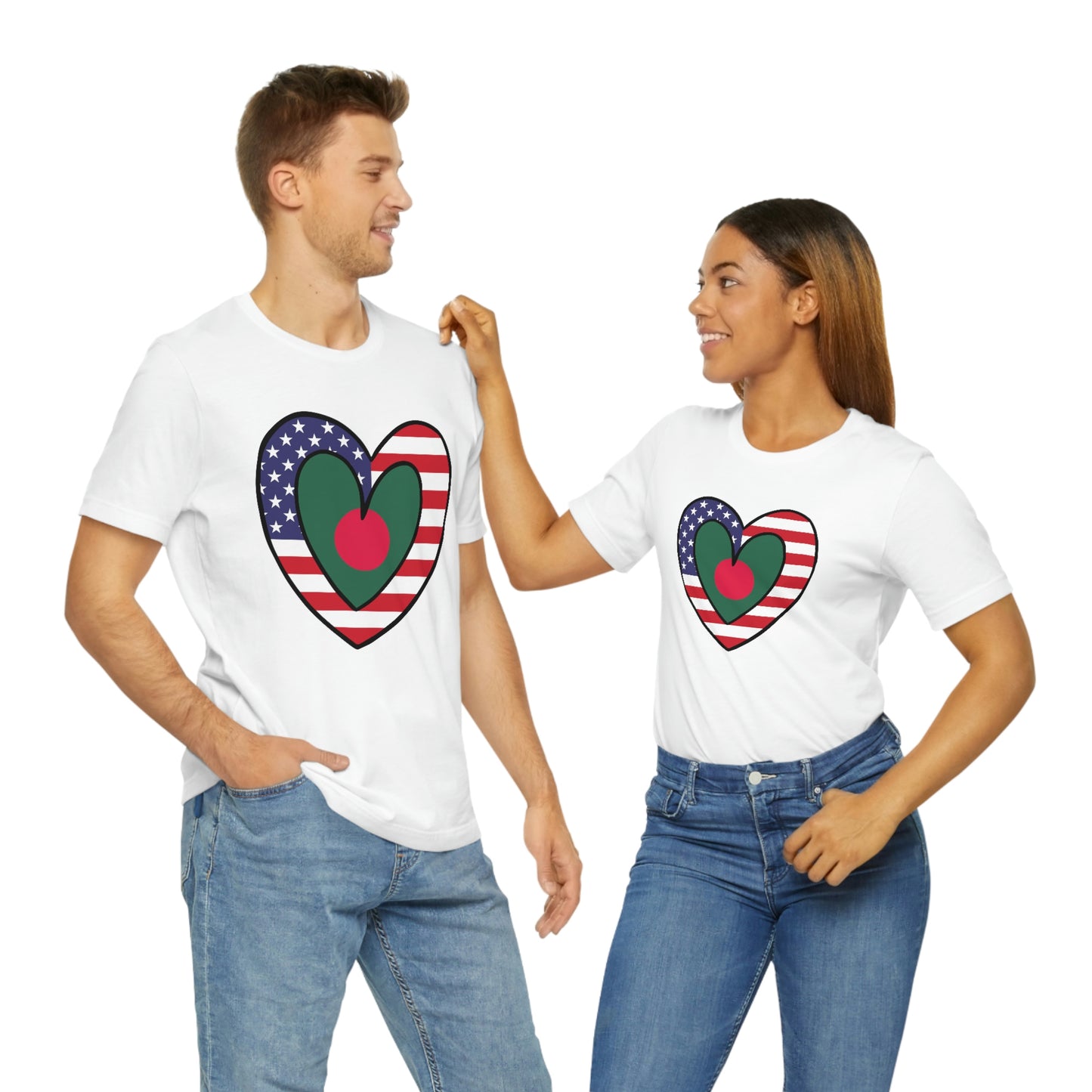 Bangladeshi American Heart Valentines Day Gift Tee Shirt | Bangladesh USA Flag T-Shirt