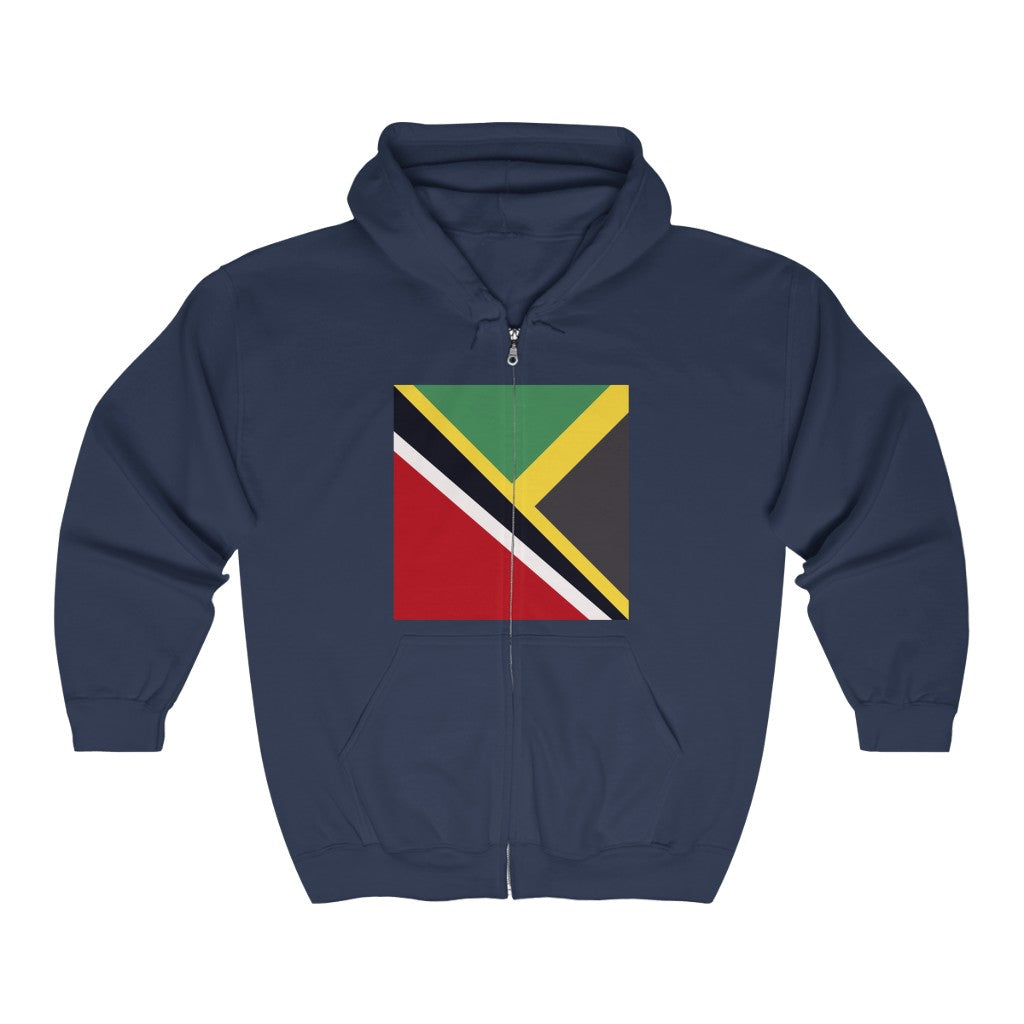 Trini Jamaican Flag | Trinidad Jamaica Flag Zip Hoodie | Hooded Sweatshirt