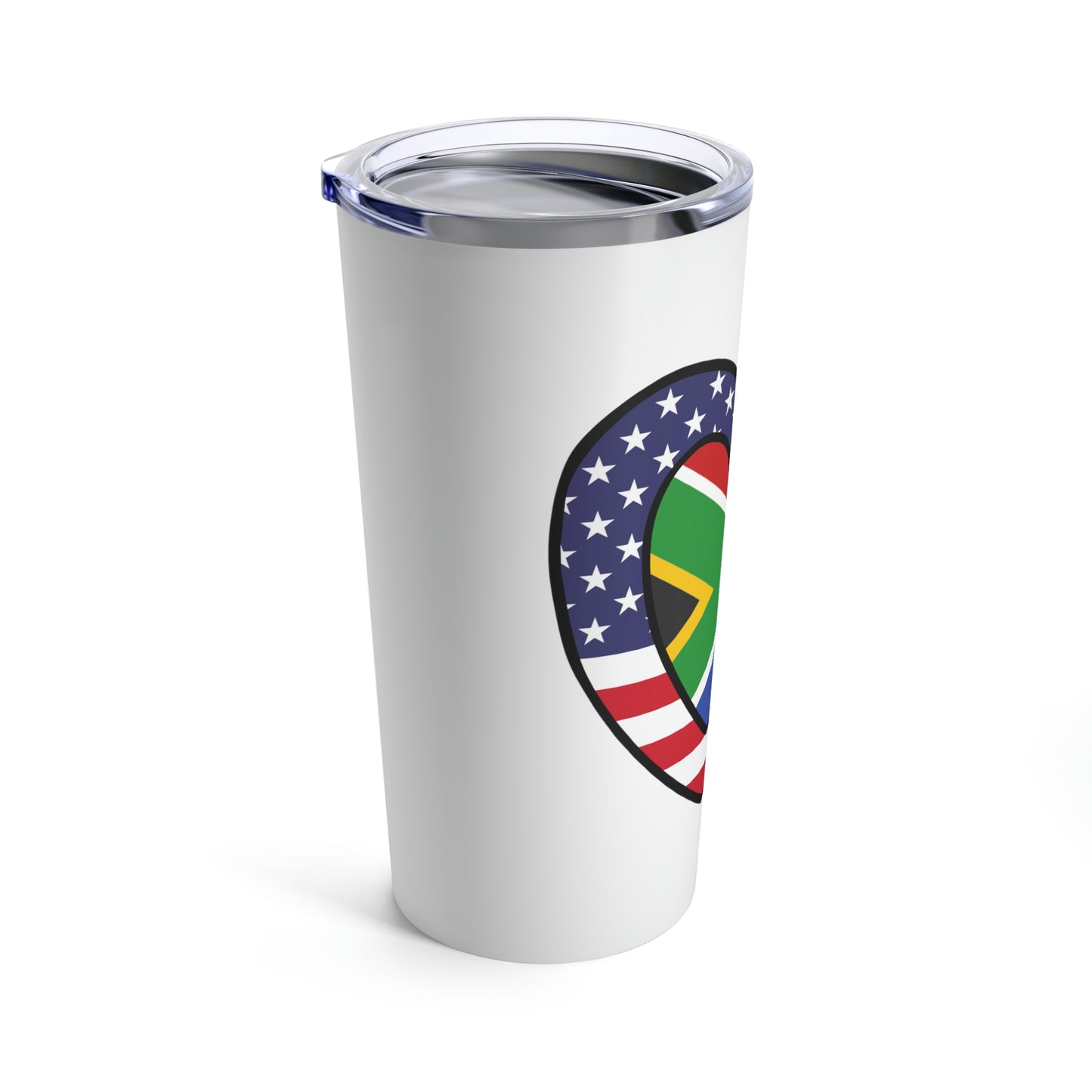 South African American Heart Valentines Day Gift Half Africa USA Flag Tumbler 20oz Beverage Container