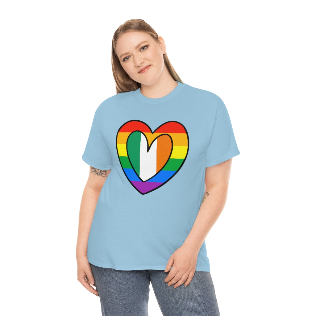 Irish Rainbow Flag Heart T-Shirt | Unisex Ireland Pride Month Tee