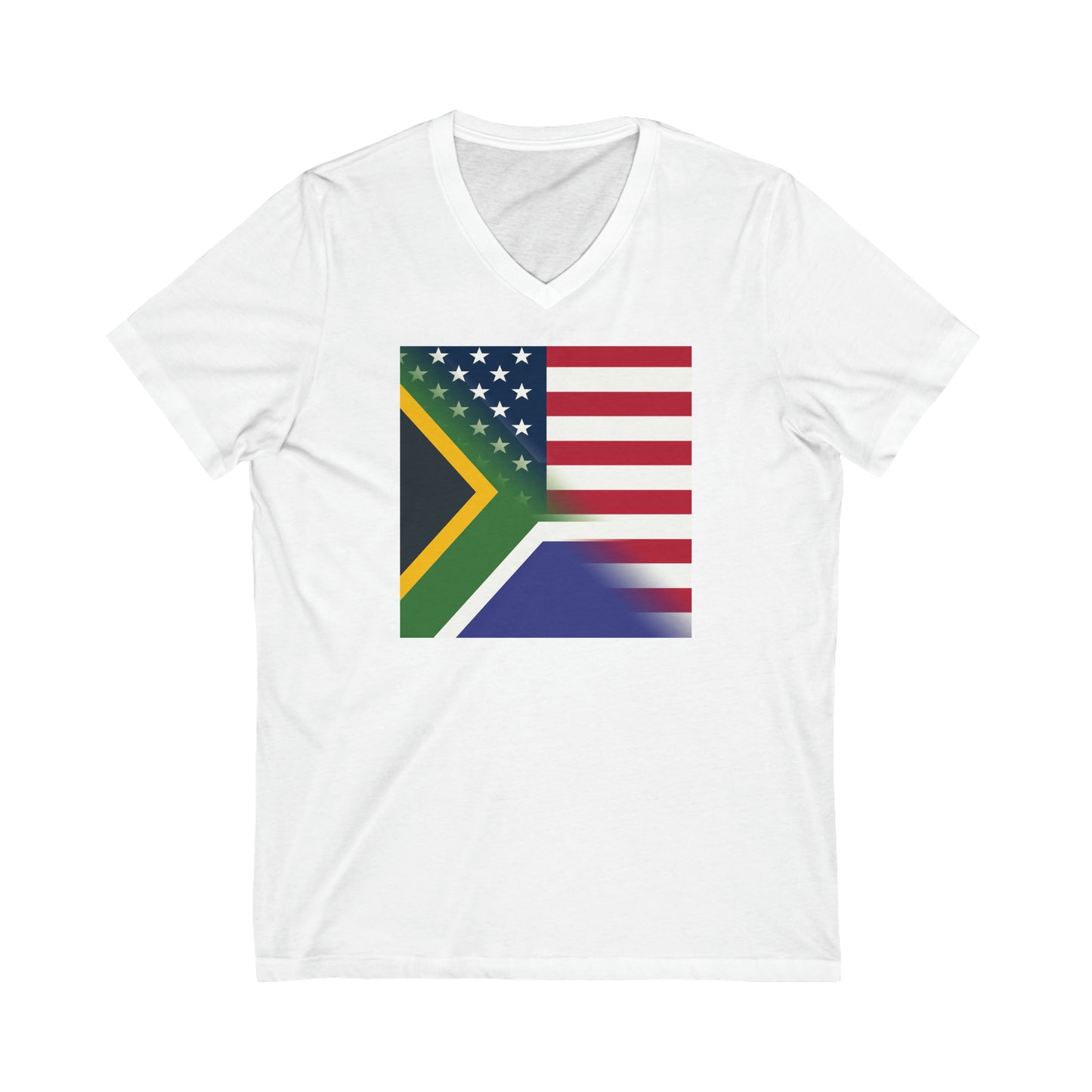 South Africa America Flag | USA Half South African V-Neck T-Shirt | Unisex Vee Shirt