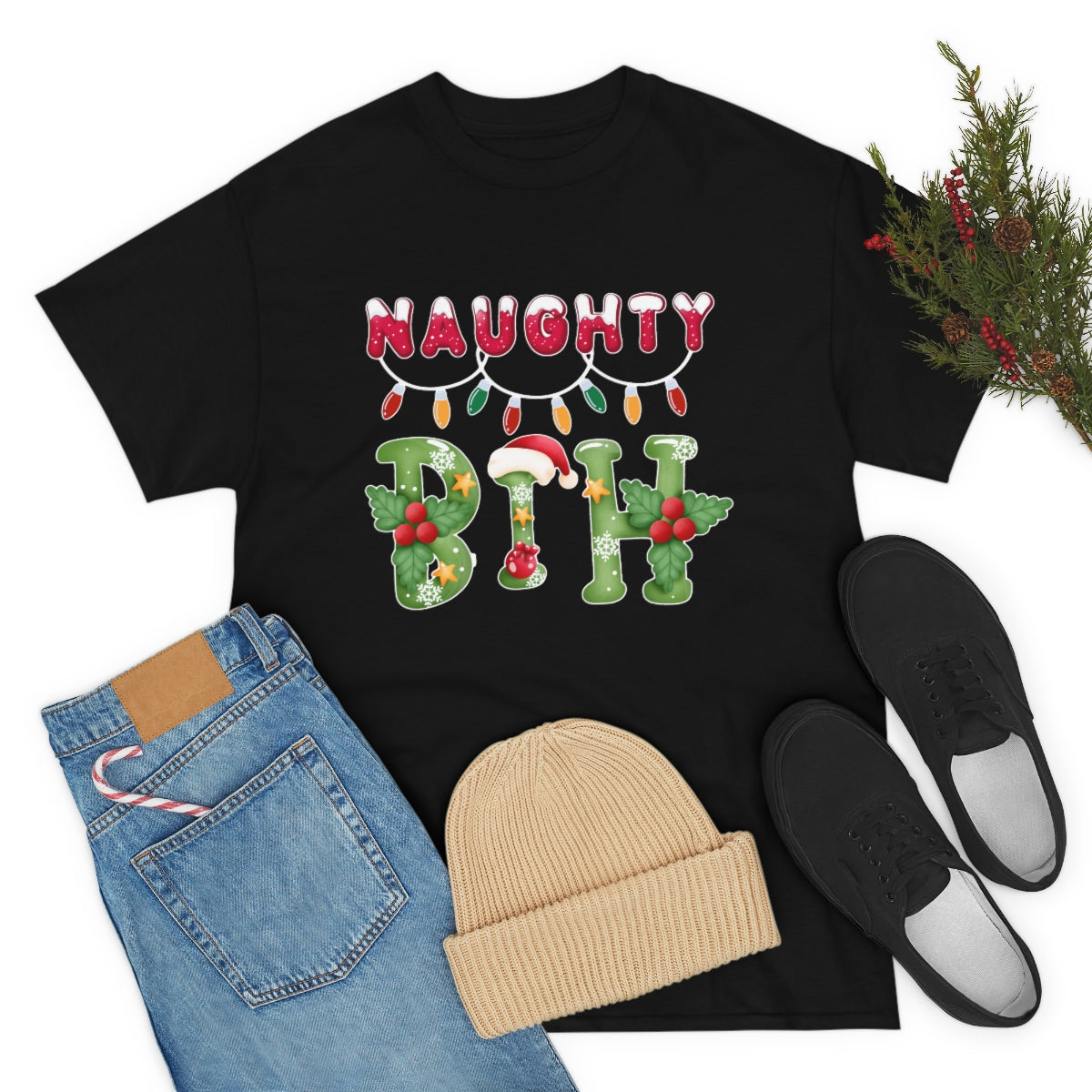 Naughty Bih Christmas Shirt | Unisex X-Mas Holiday Gift T-Shirt