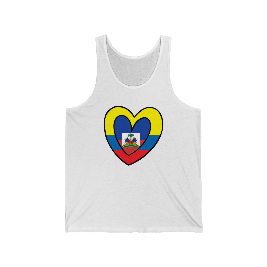 Colombian Haitian Flag Inner Heart Tank Top | Unisex Colombia Haiti