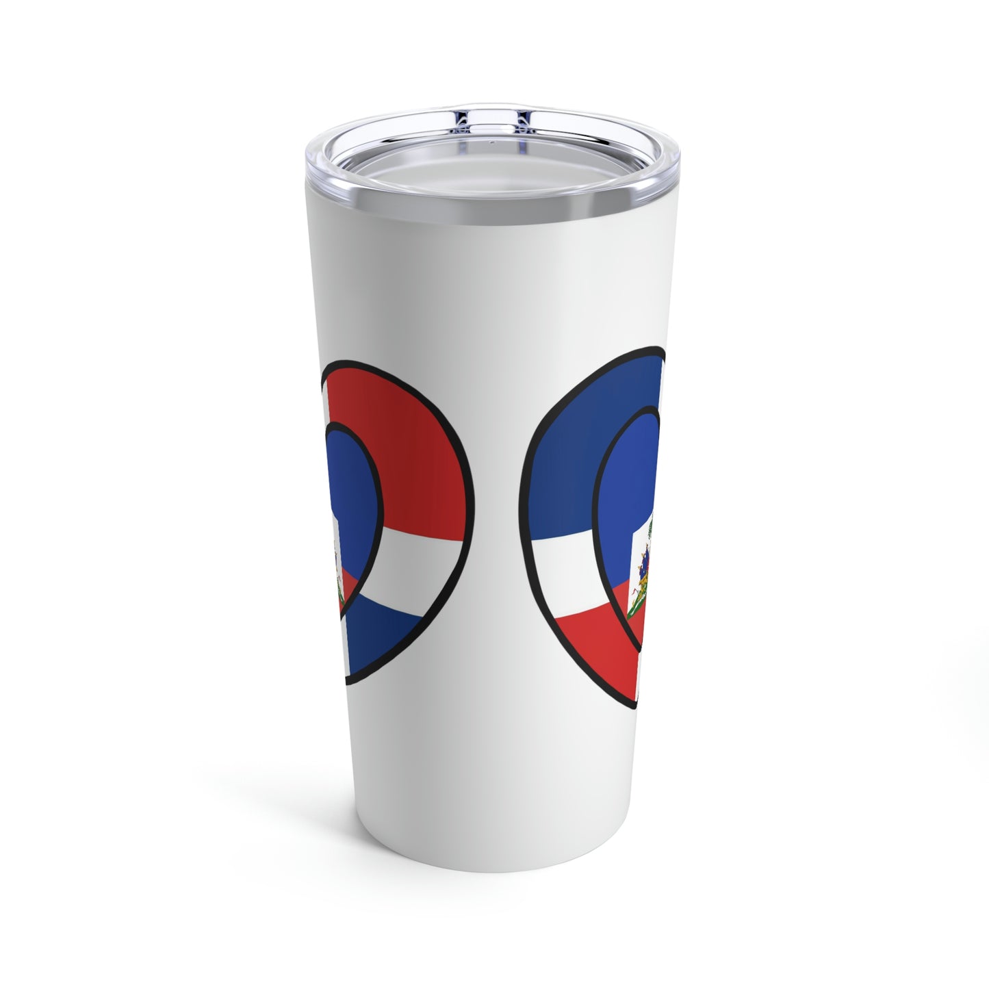 Dominican Haitian Flag Heart Valentines Day Gift DR Republic Haiti  Tumbler 20oz