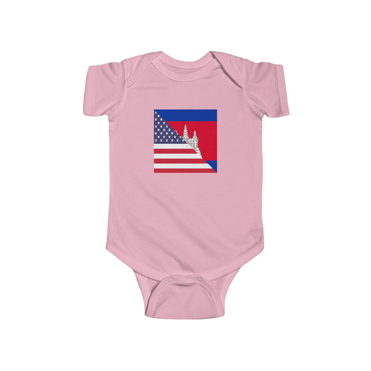 Cambodian American Flag Half Cambodia USA Baby Bodysuit | Newborn Boy Girl