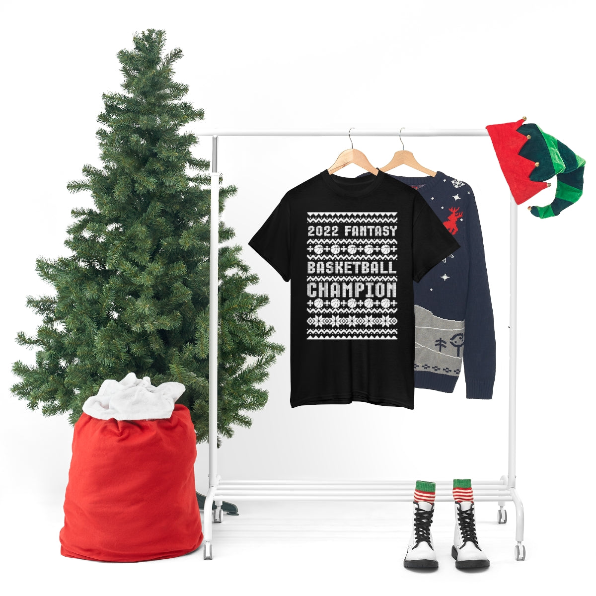 Fantasy Basketball Champion 2022 Ugly Christmas Tee Shirt | Unisex Champ T-Shirt