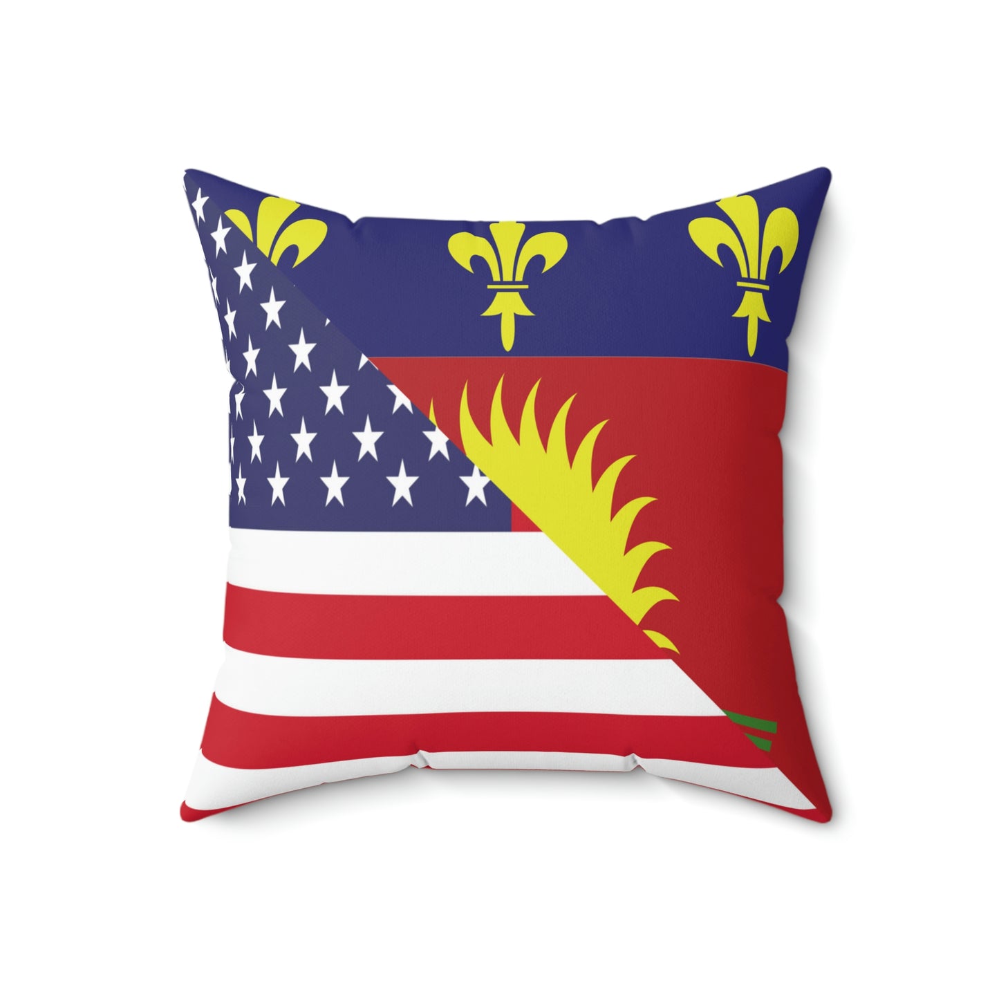 Guadeloupe American Flag Half Guadeloupean USA Spun Polyester Square Pillow