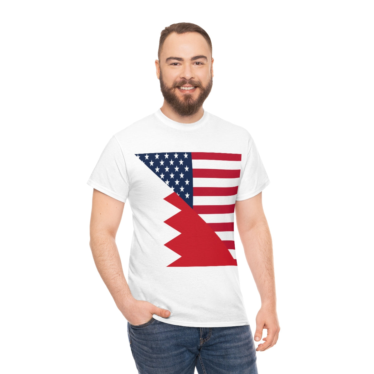 Bahrain American Flag Half Bahraini USA T-Shirt | Unisex Tee Shirt