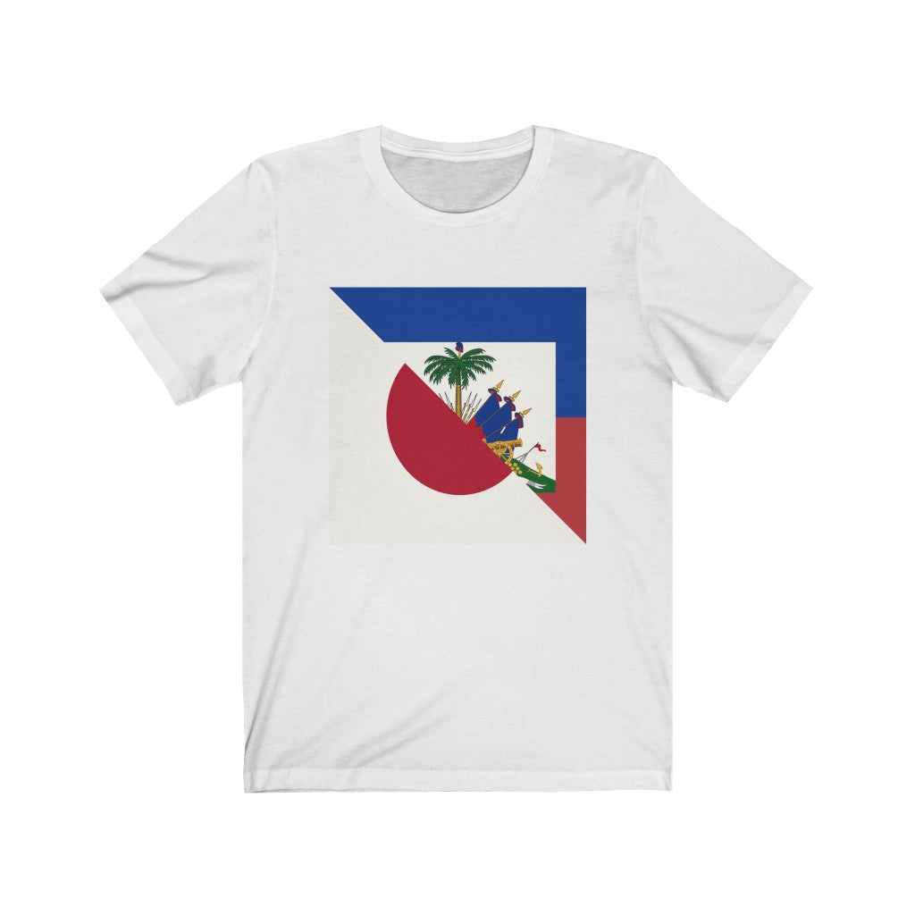 Half Haitian-Japanese Flag T-Shirt | Haiti Japan Men Women Clothing