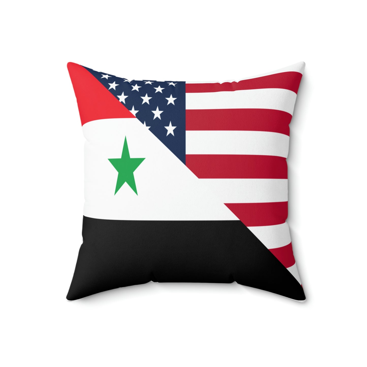 Syrian American Flag Half Syria USA Spun Polyester Square Pillow