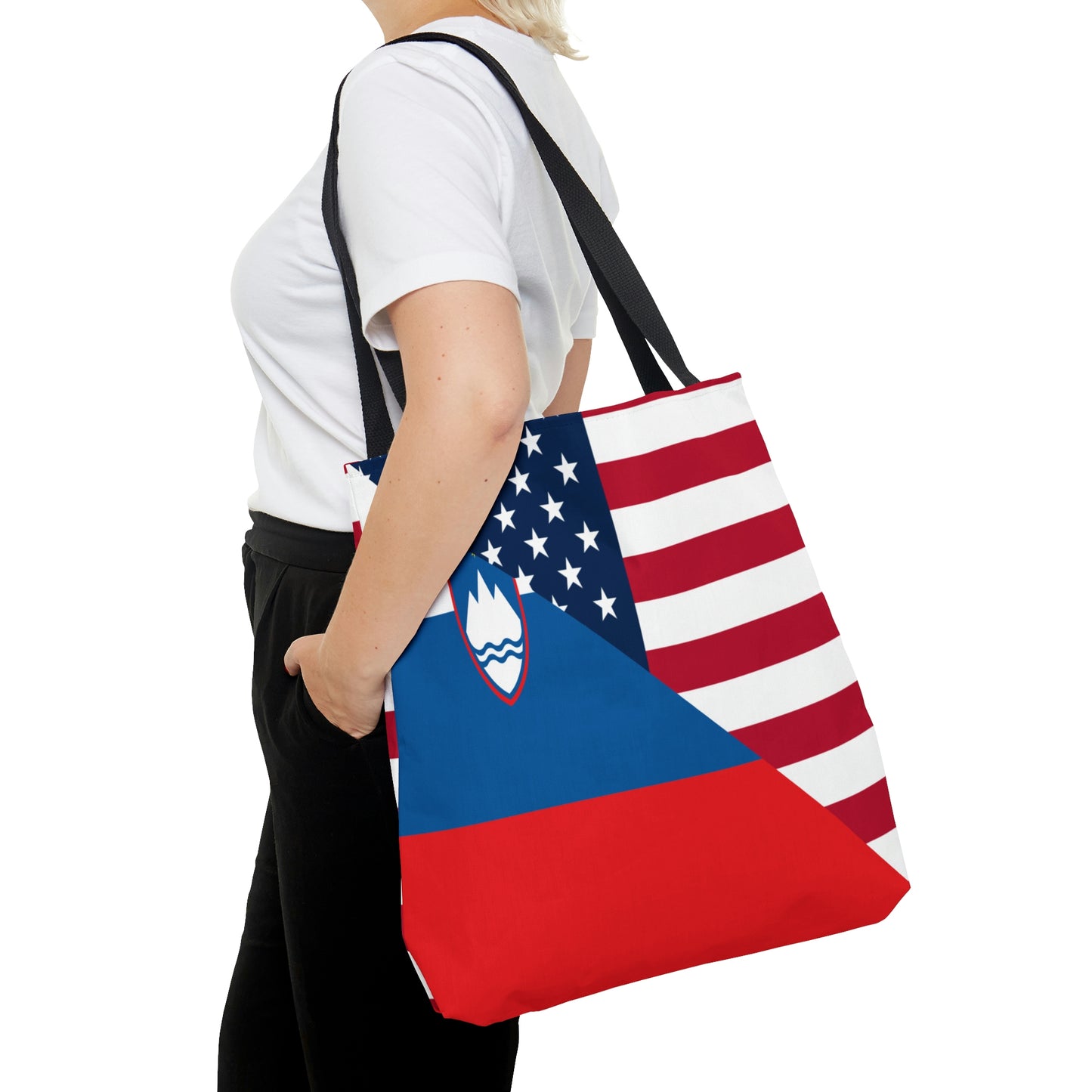 Slovenia American Flag Half Slovenian USA Tote Bag | Shoulder Bag