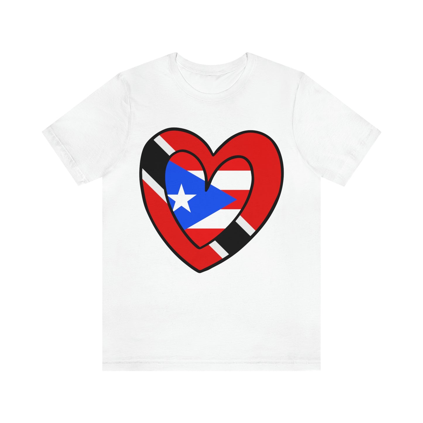 Trini Puerto Rican Heart Valentines Day Gift Tee Shirt | Trinidad Boricua Flag T-Shirt