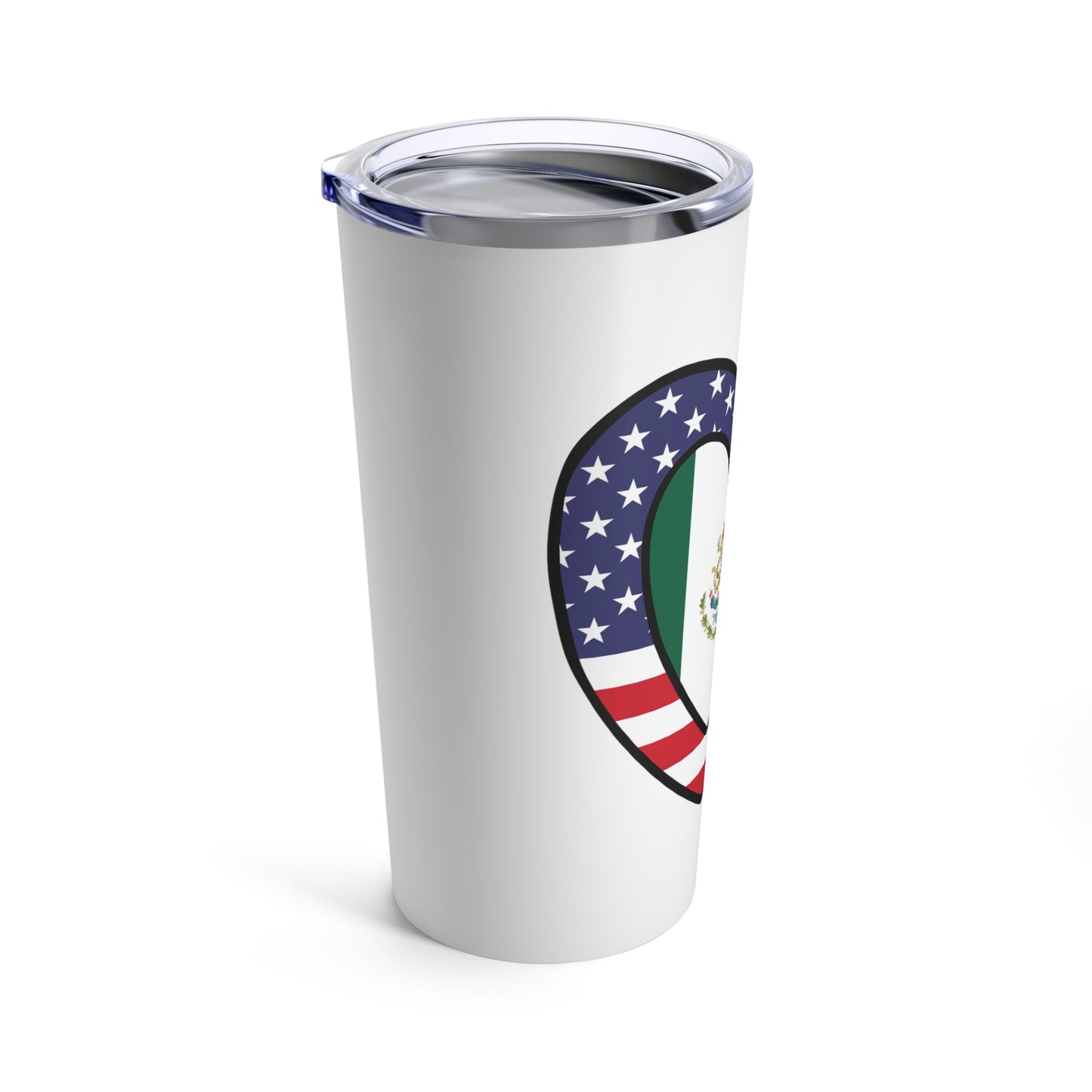 American Mexican Flag Heart Valentines Day Gift USA Mexico  Tumbler 20oz