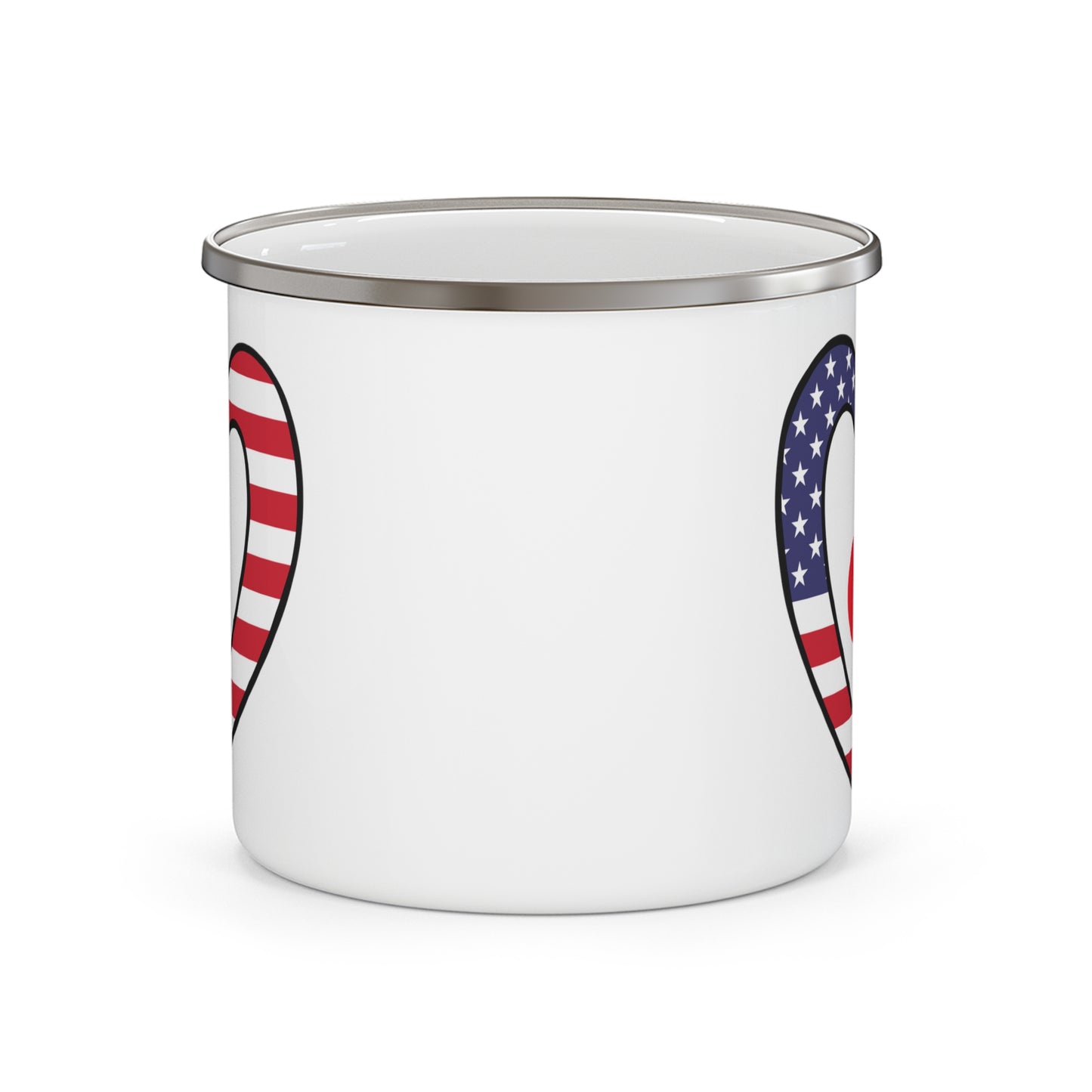 Japanese American Heart Valentines Day Gift Half Japan USA Flag 12oz Enamel Mug