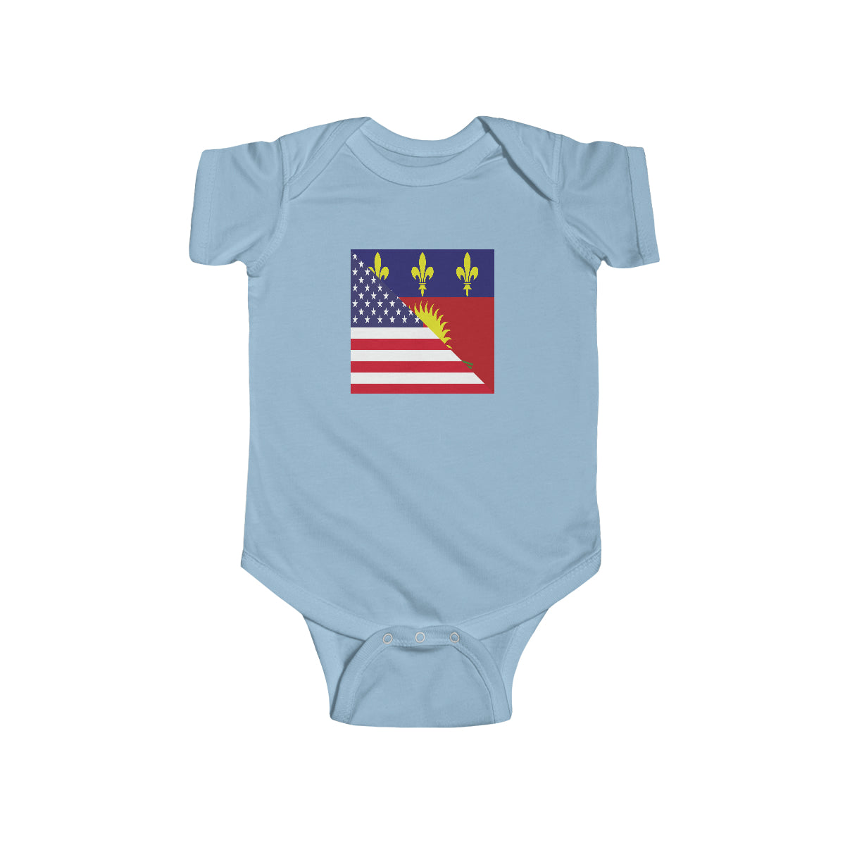 Guadeloupe American Flag Half Guadeloupean USA Baby Bodysuit | Newborn Boy Girl