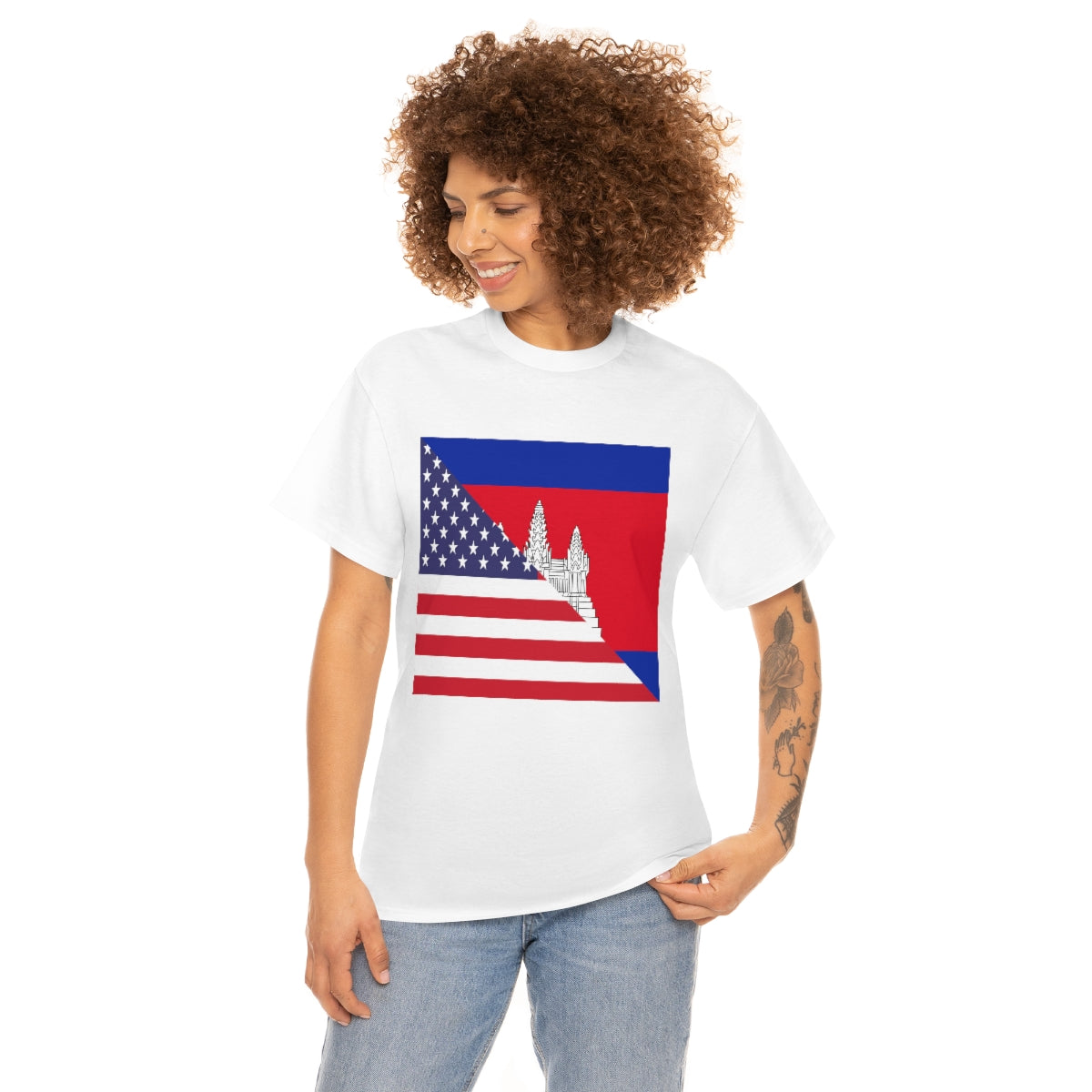 Cambodian American Flag Half Cambodia USA T-Shirt | Unisex Tee Shirt