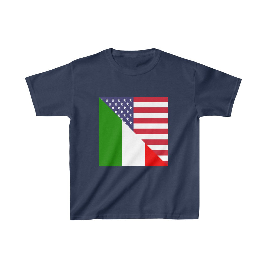 Kids Italian American Flag Italy Italiano USA T-Shirt | Unisex Tee Shirt