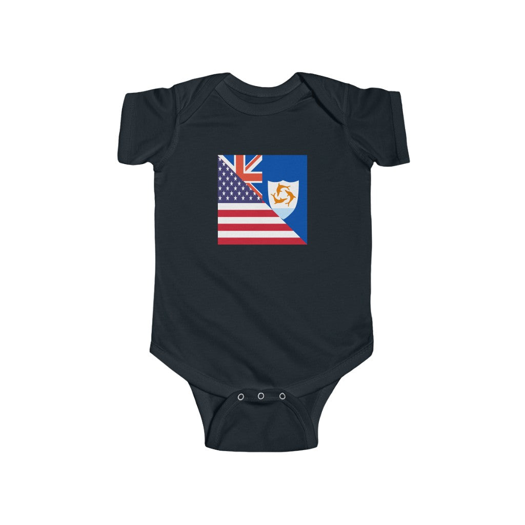 Anguilla American Flag Baby Bodysuit | Anguillan USA Newborn