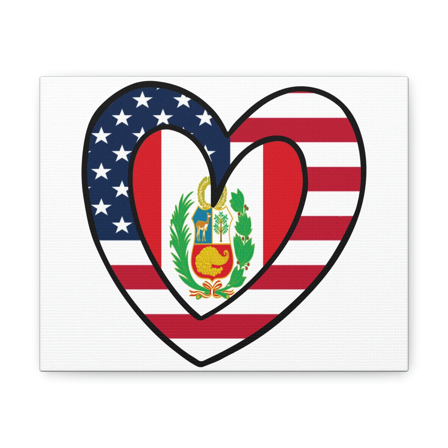 American Peruvian Flag Inner Heart USA Peru Canvas Gallery Wraps | Wall Art