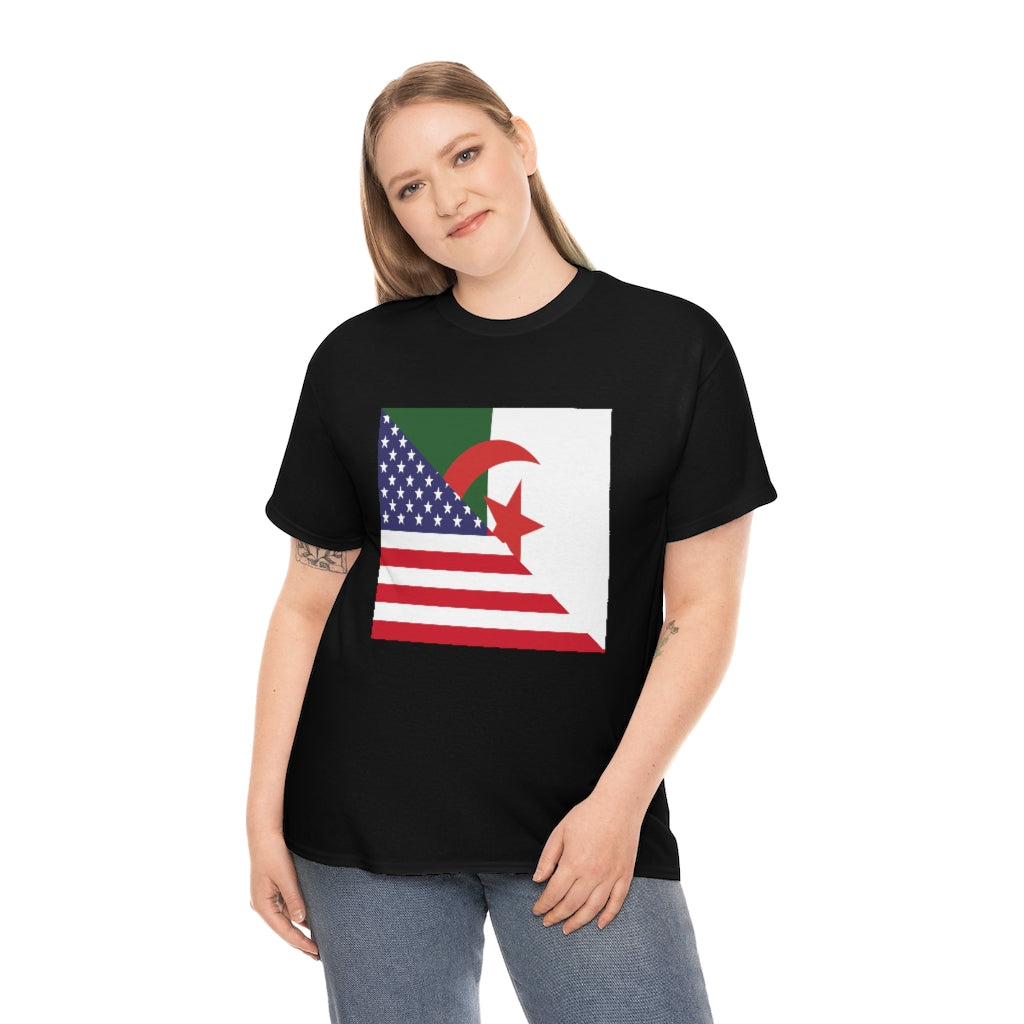 Algerian American Flag Tee Shirt | Algeria USA Tshirt