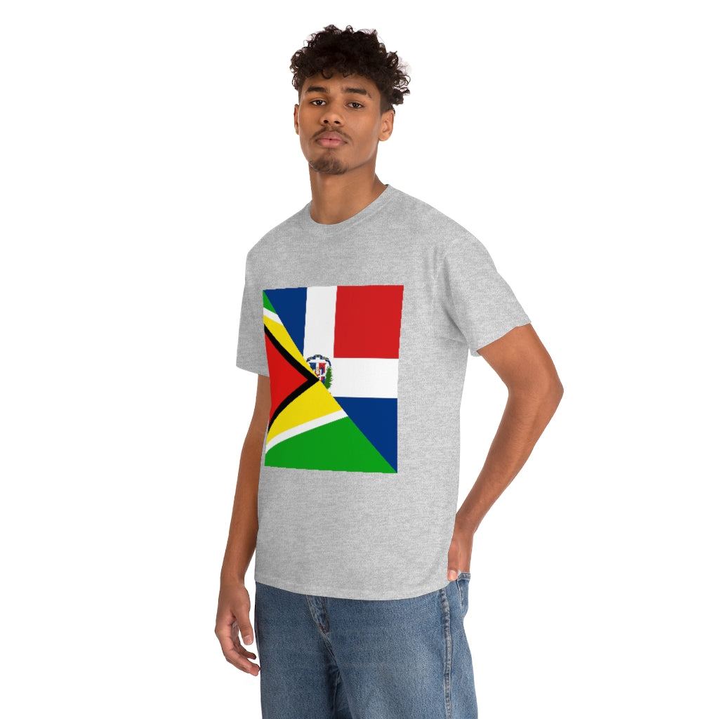 Guyanese Dominican Republic Flag Tee Shirt | Unisex Guyana DR T-shirt