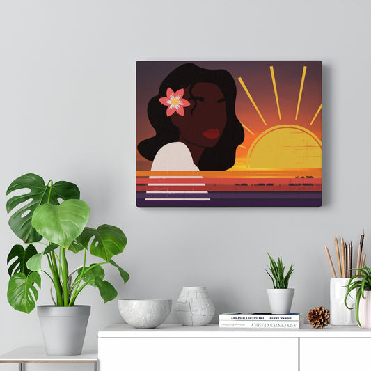 Black Woman Beautiful Sunrise Sunset Canvas Gallery Wraps