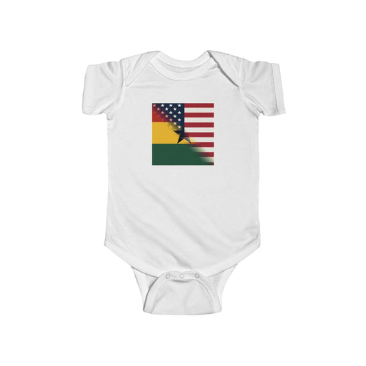 Half Ghana-America Flag Baby Bodysuit | USA Ghanaian African