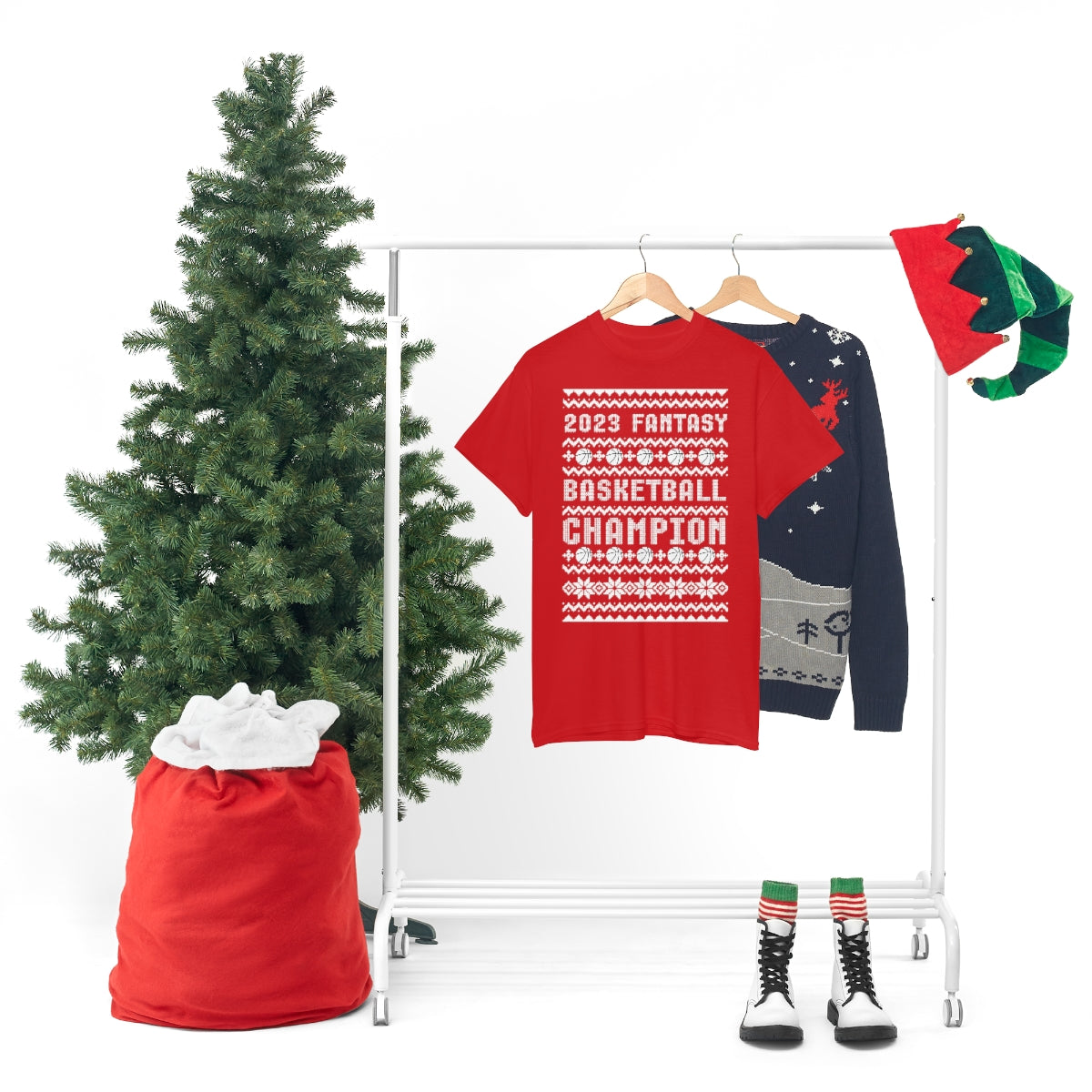 Fantasy Basketball Champion 2023 Ugly Christmas Tee Shirt | Unisex Champ T-Shirt