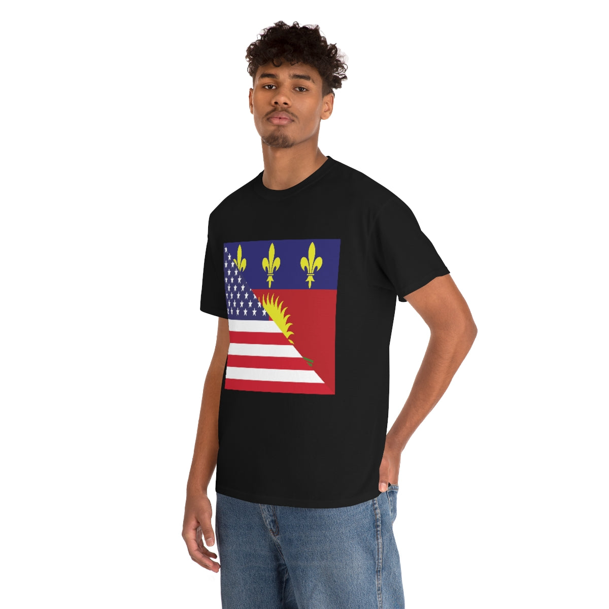 Guadeloupe American Flag Half Guadeloupean USA T-Shirt | Unisex Tee Shirt