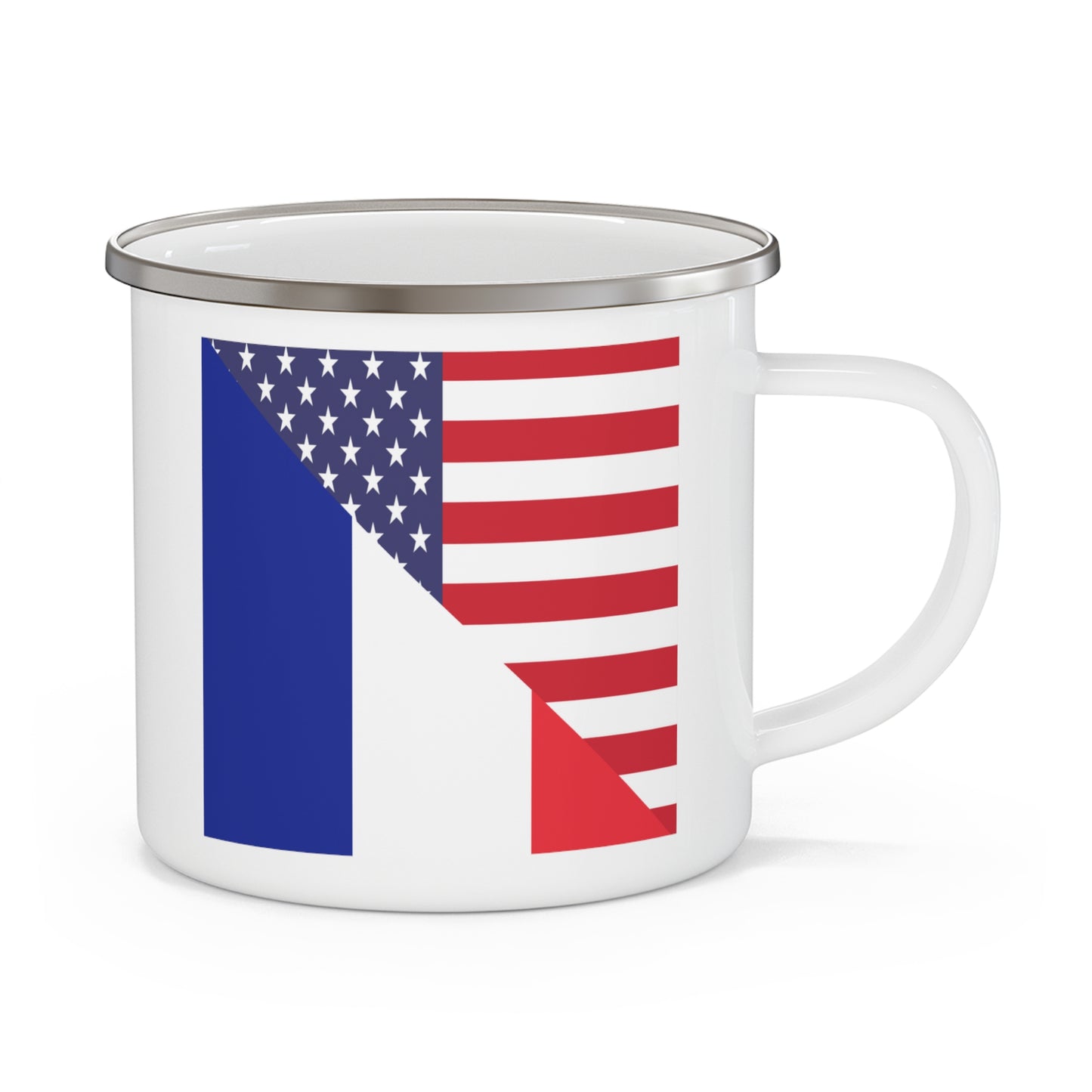 French American Flag France USA 12oz Enamel Mug